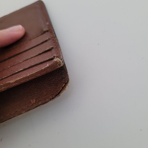 Vintage Louis Vuitton Men's LV Brown Bi-Fold Leather Wallet Monogram Fair Retro - Picture 9 of 13